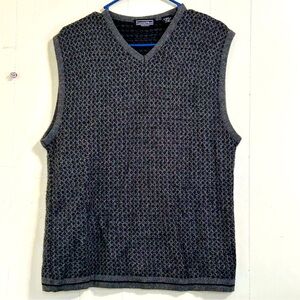 PRESWICK & MOORE Gray/Black Made in Italy Merino Wool Sweater Vest Size Medium.